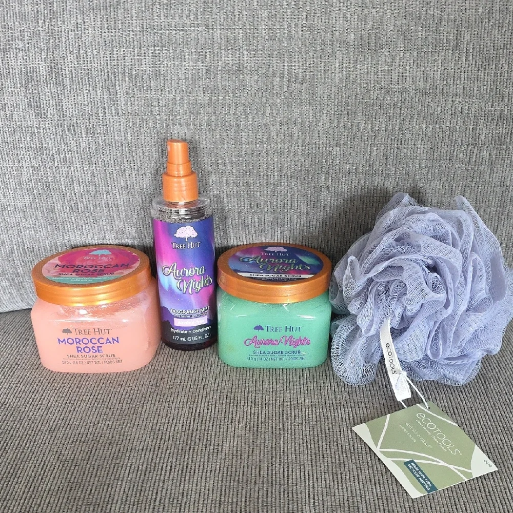 Tree Hut Moroccan Rose and Aurora Nights Bath Set, All New, 4 Items. - Picture 1 of 10
